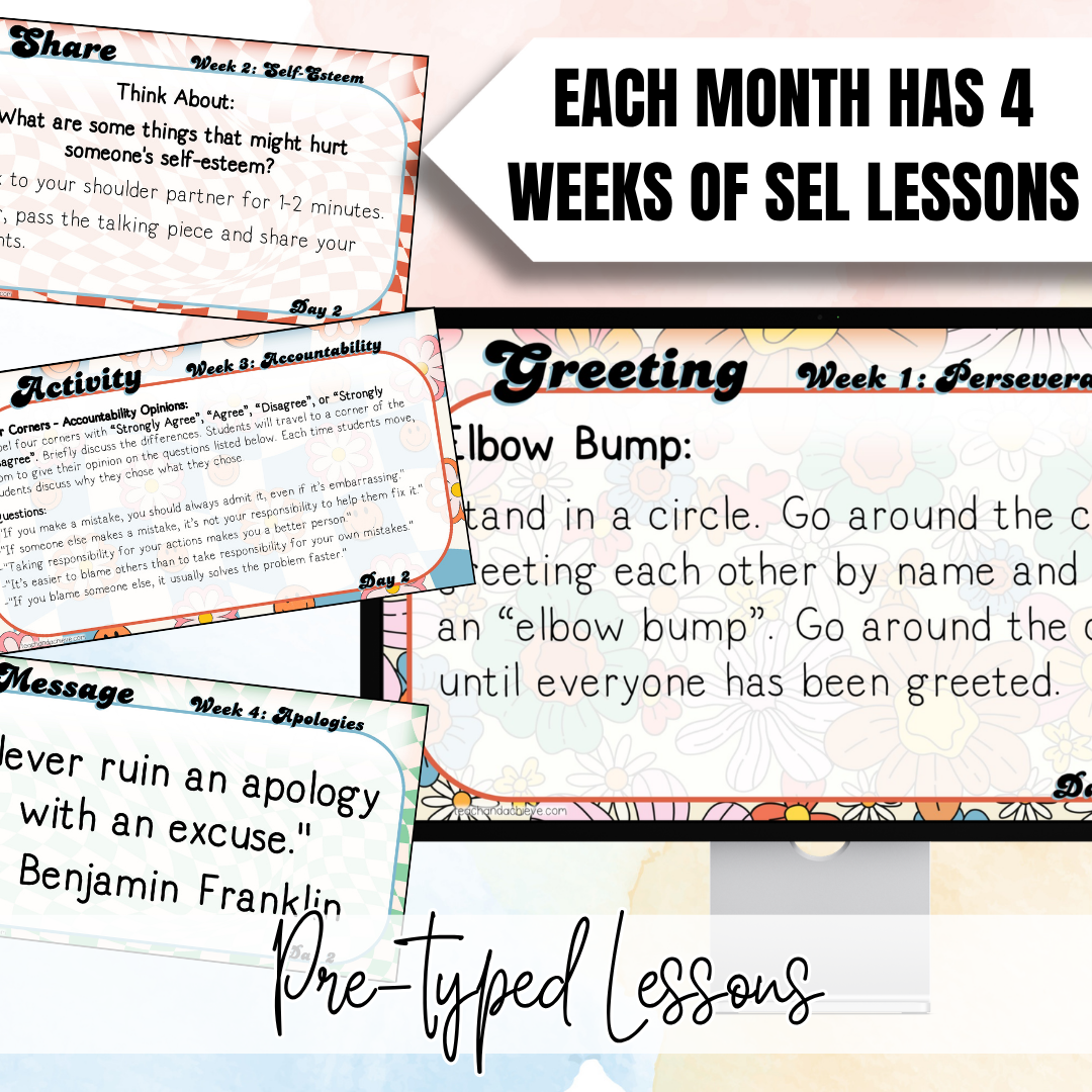 Full Year SEL Morning Meeting Slides Bundle | Daily Social Emotional Learning Activities No-Prep 3rd 4th 5th