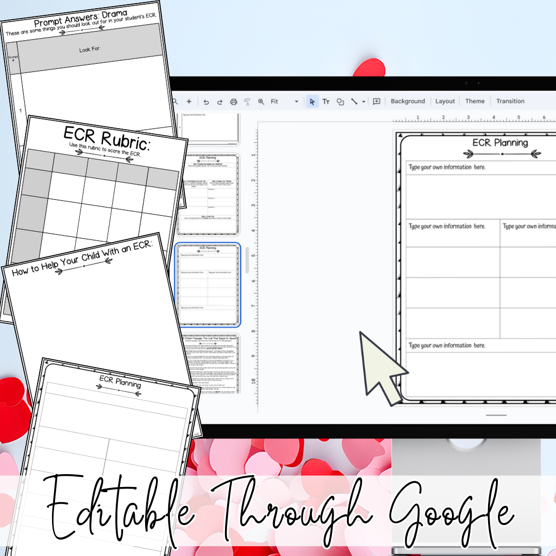 February Valentine's Day ECR Practice Writing Prompt Passage, Editable Drama Extended Constructed Response 3rd 4th 5th Grade