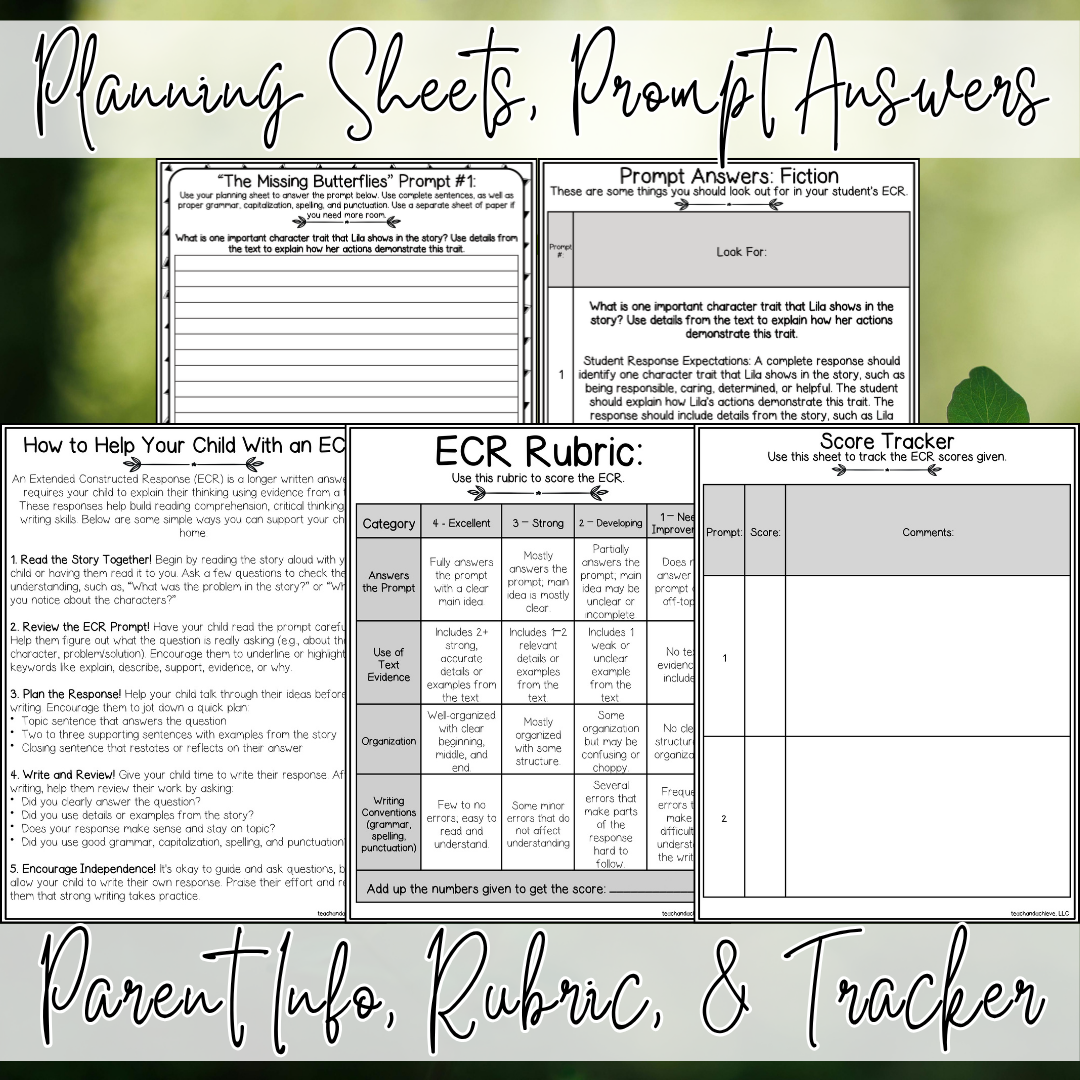 April Earth Day ECR Practice Writing Prompt Passage, Editable Fiction Extended Constructed Response 3rd 4th 5th Grade