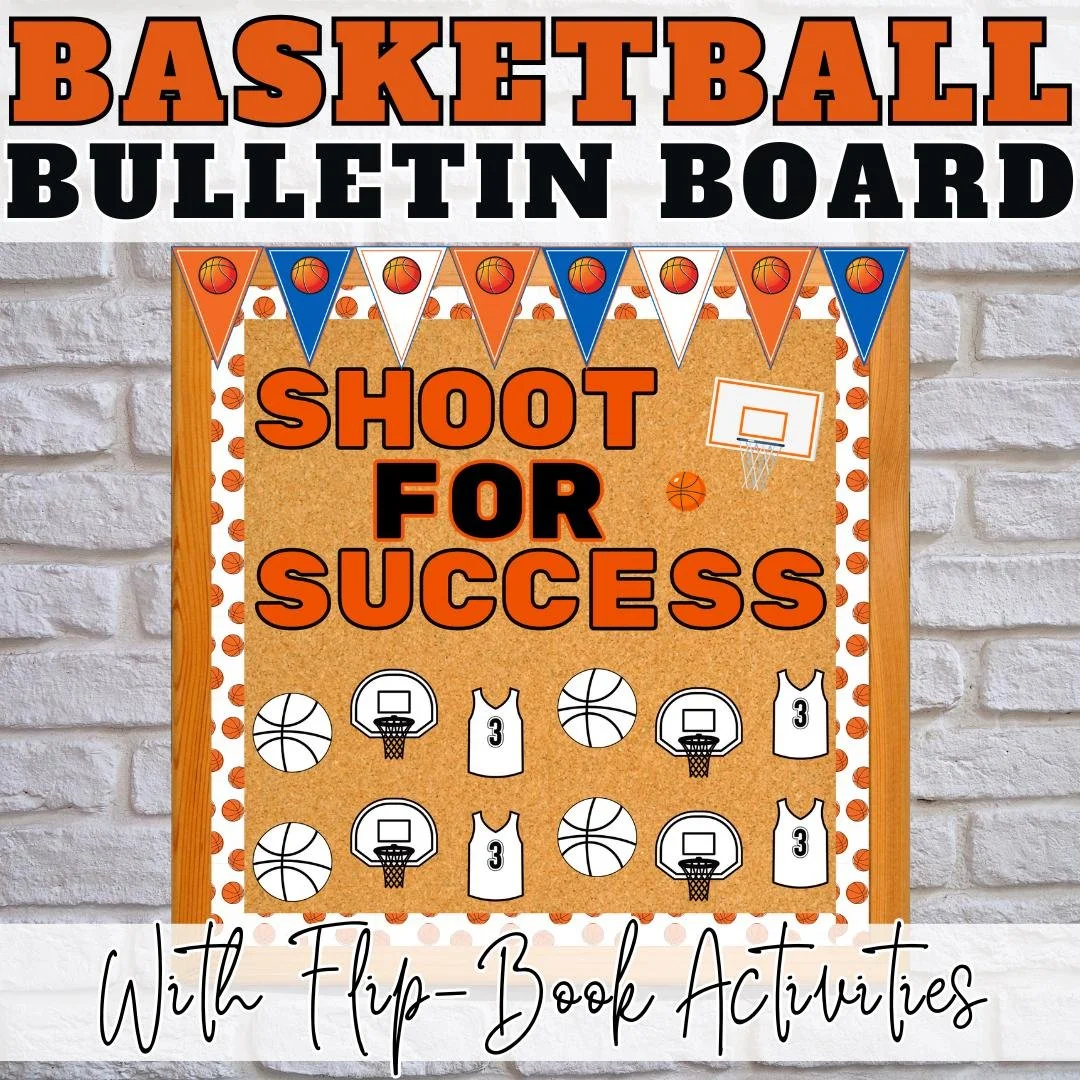 March Basketball Madness Bulletin Board Kit & Flipbook Activity | Classroom Door Decor