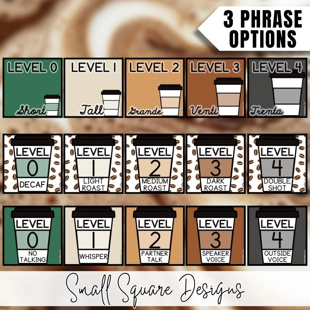 Starbooks Coffee Voice Level Poster for Class Behavior Management