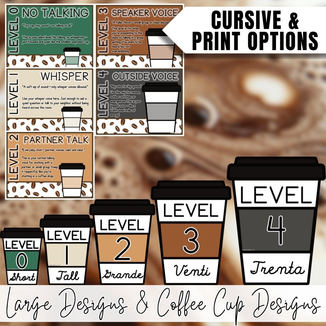 Starbooks Coffee Voice Level Poster for Class Behavior Management