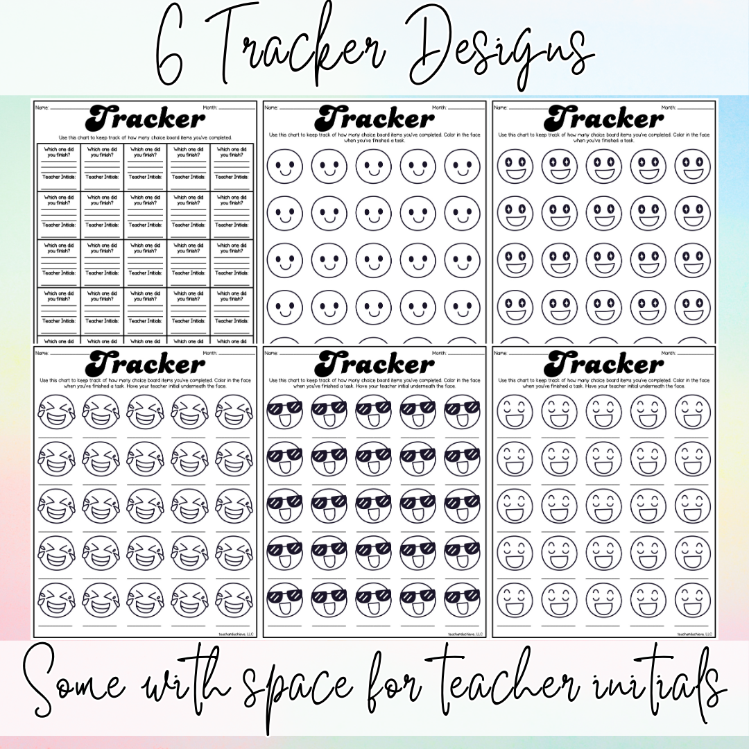 Monthly editable choice boards bundle for students featuring themed boards for each month including back to school, holidays, and end of year activities.
