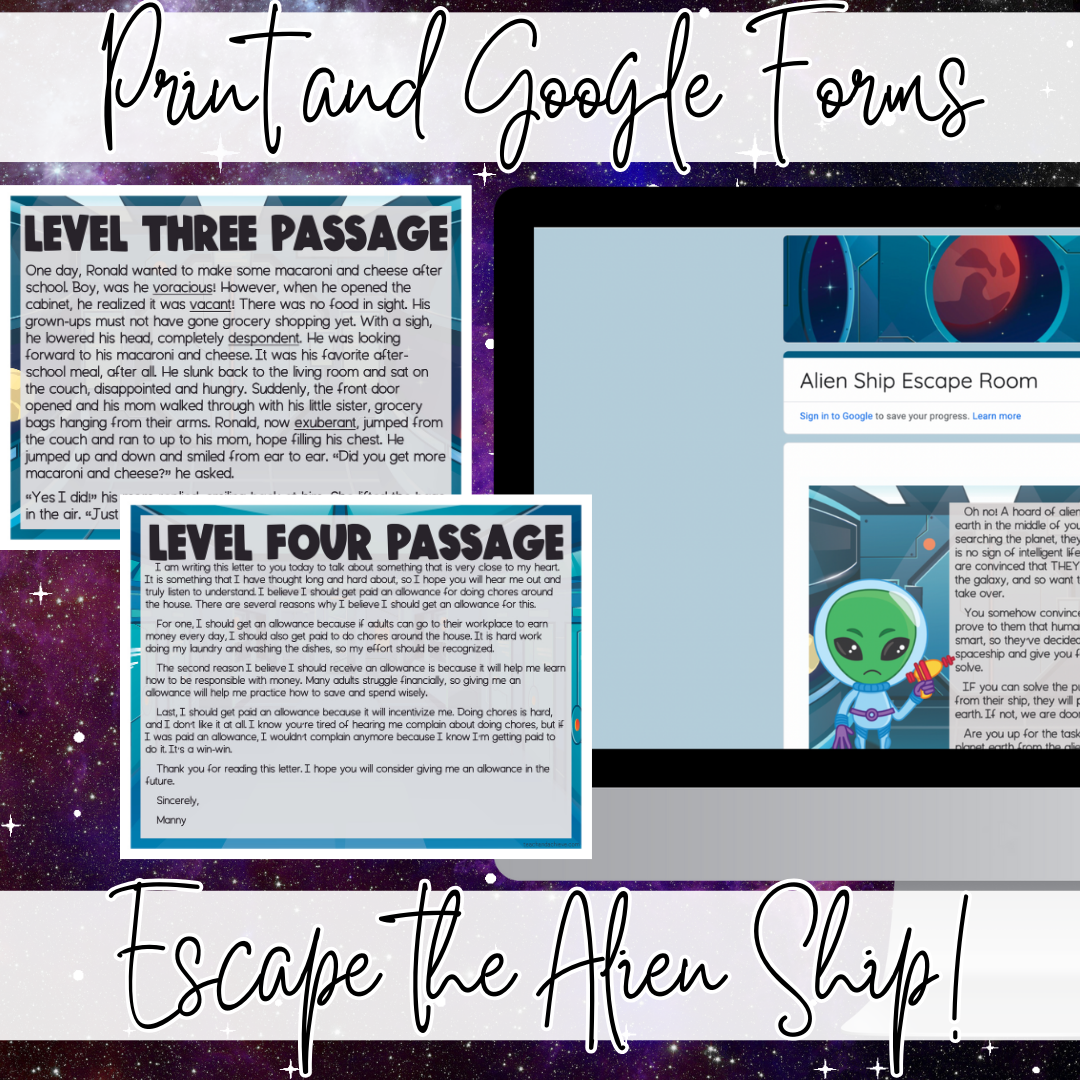 Reading Test Prep Escape Room, Digital ELA Escape Room Reading Test Prep