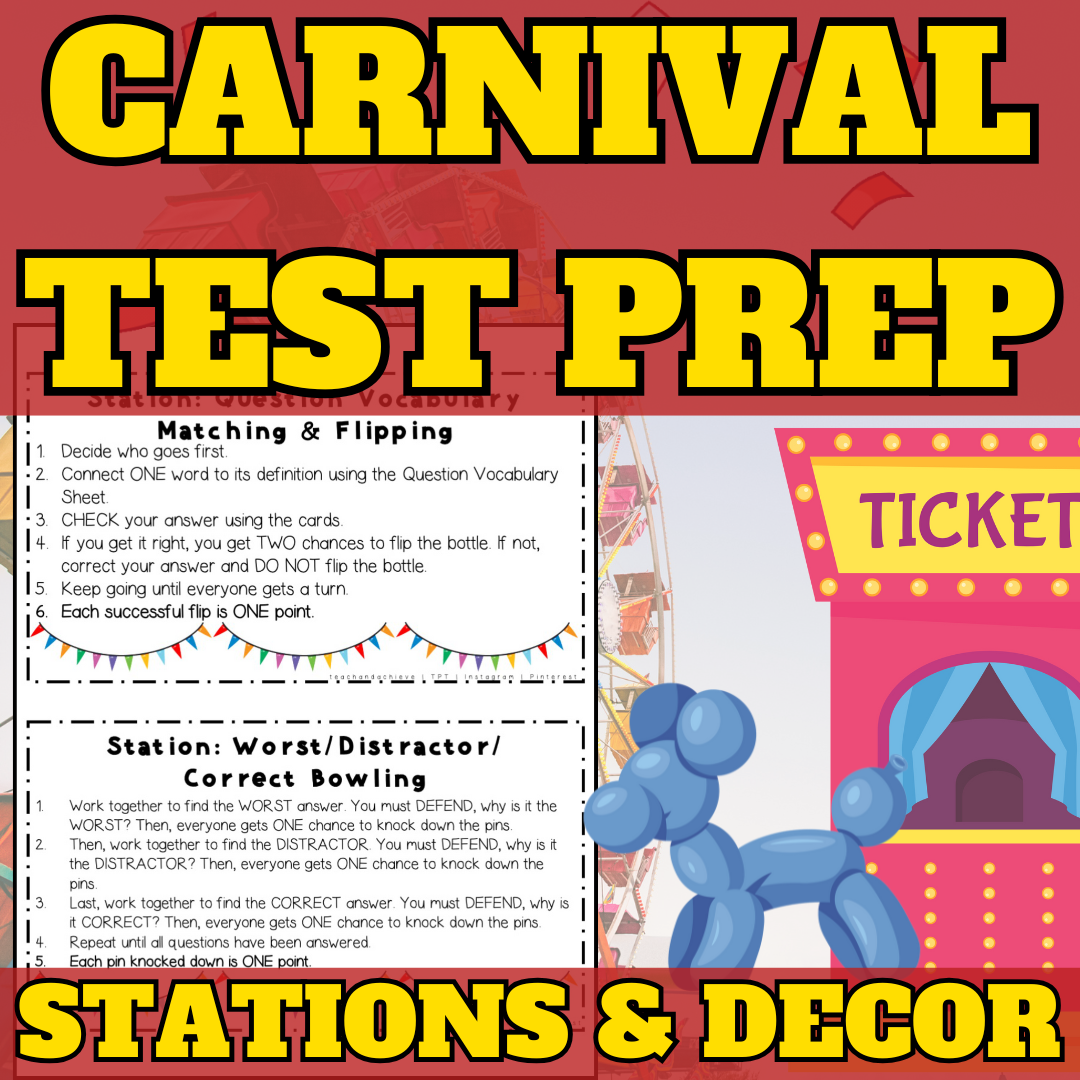 Carnival ELAR Skill Review - Test Prep Room Transformation - Editable