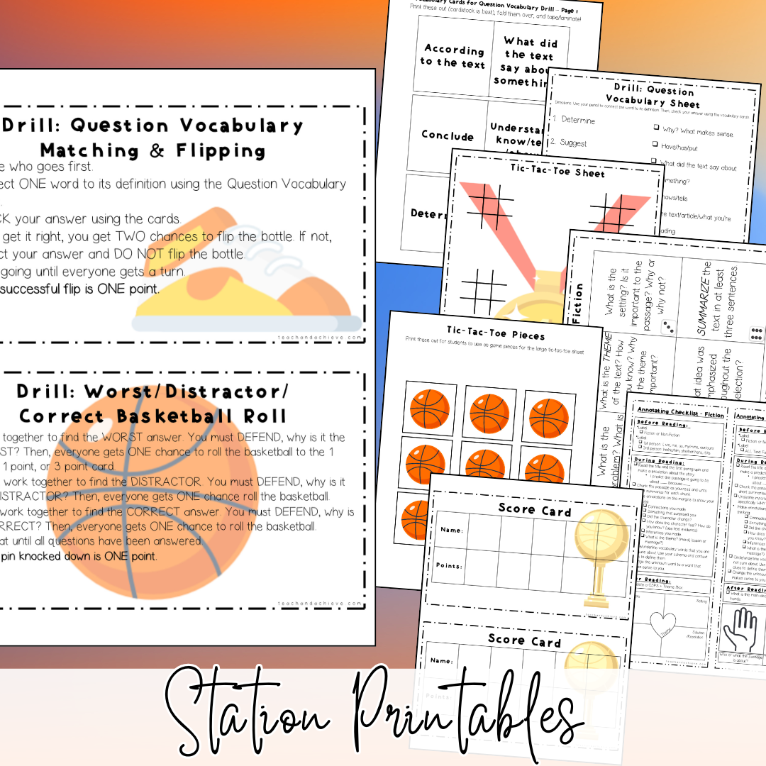Reading March Basketball Madness Classroom Transformation Test Prep Skill Review