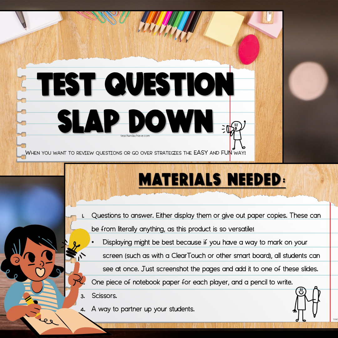 Ready-to-Go Editable Slides Test Prep Question Review IQ Test Question Slap Down