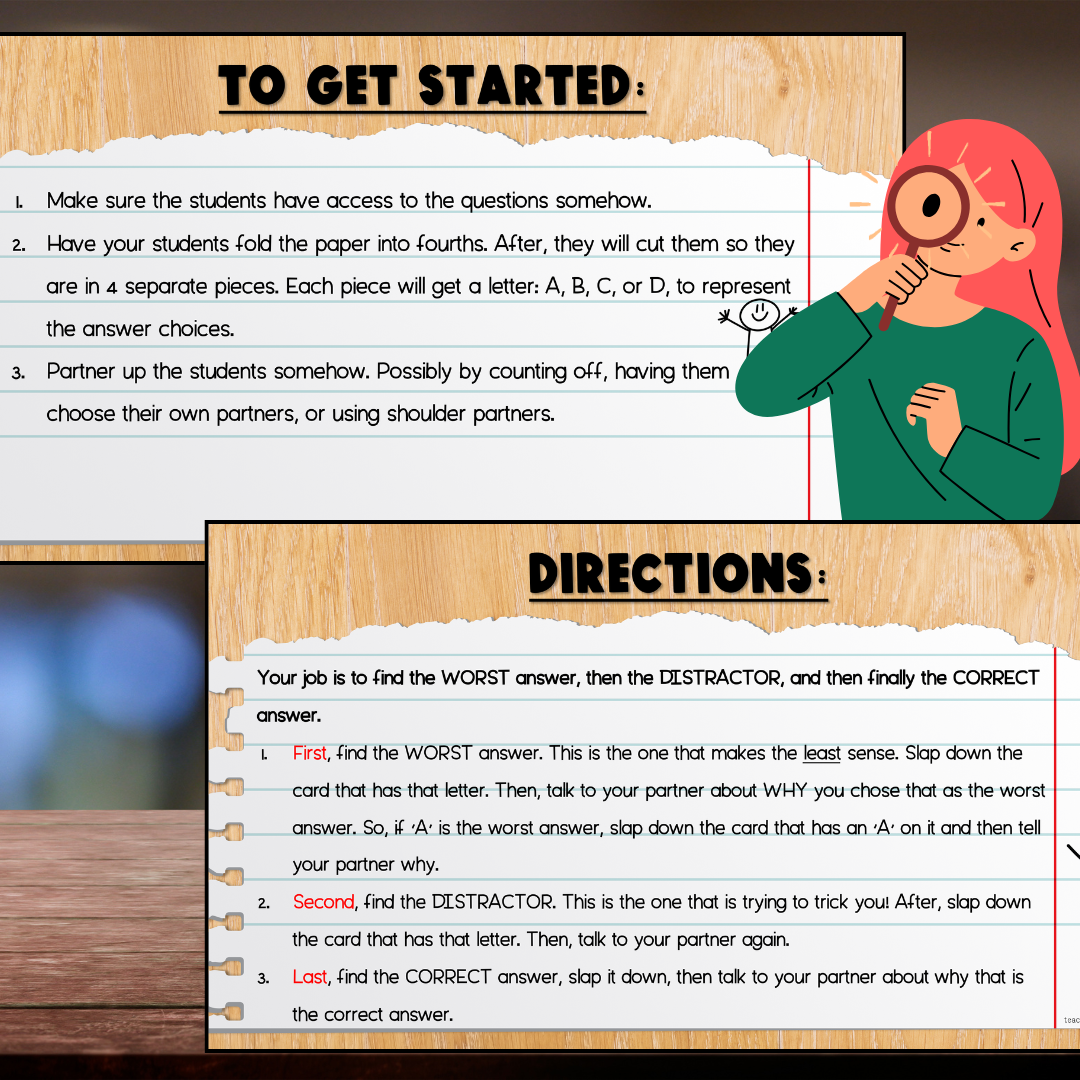 Ready-to-Go Editable Slides Test Prep Question Review IQ Test Question Slap Down