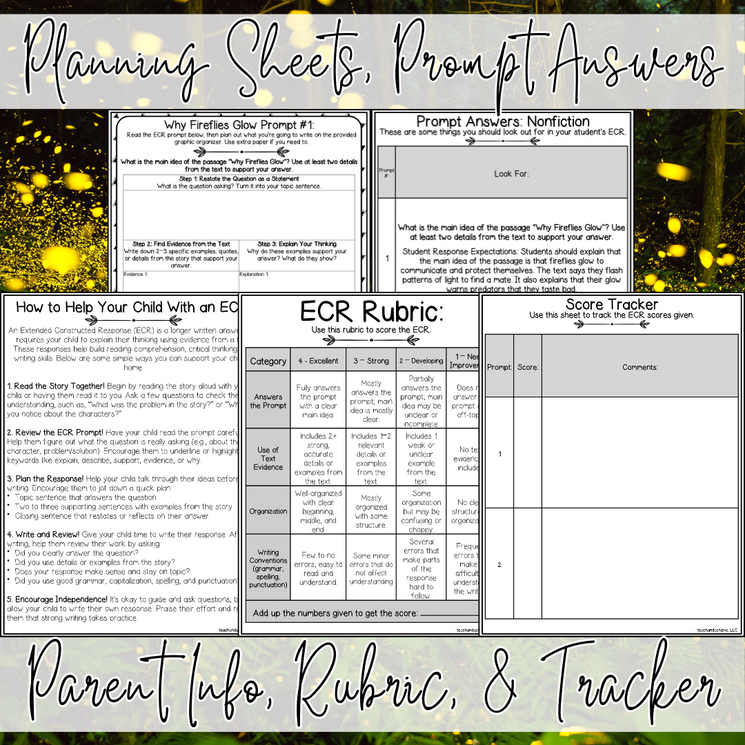 Summer ECR Writing Prompts | Nonfiction Extended Constructed Response Practice | Reading Comprehension Test Prep