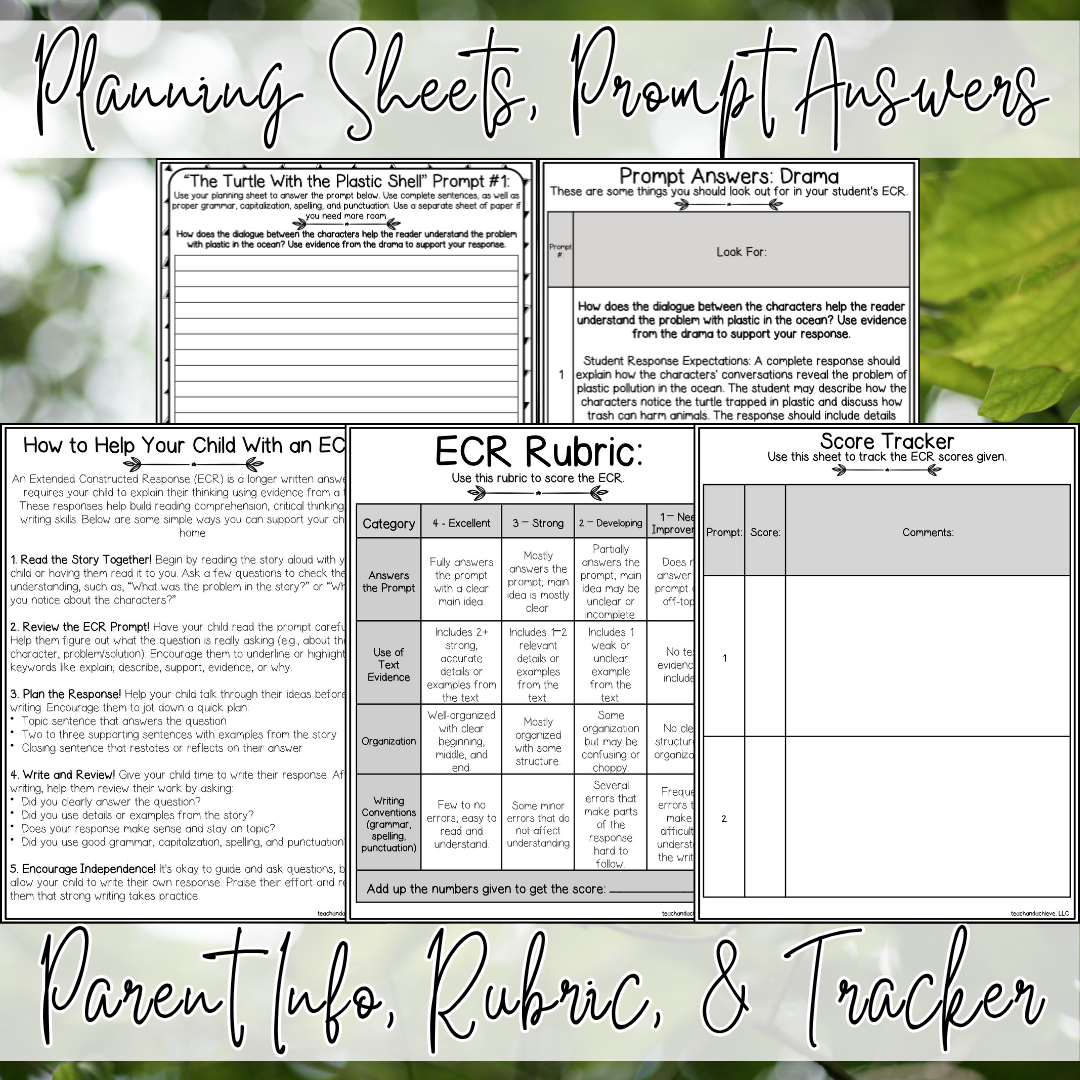 April Earth Day ECR Practice Writing Prompt Passage, Editable Drama Extended Constructed Response 3rd 4th 5th Grade