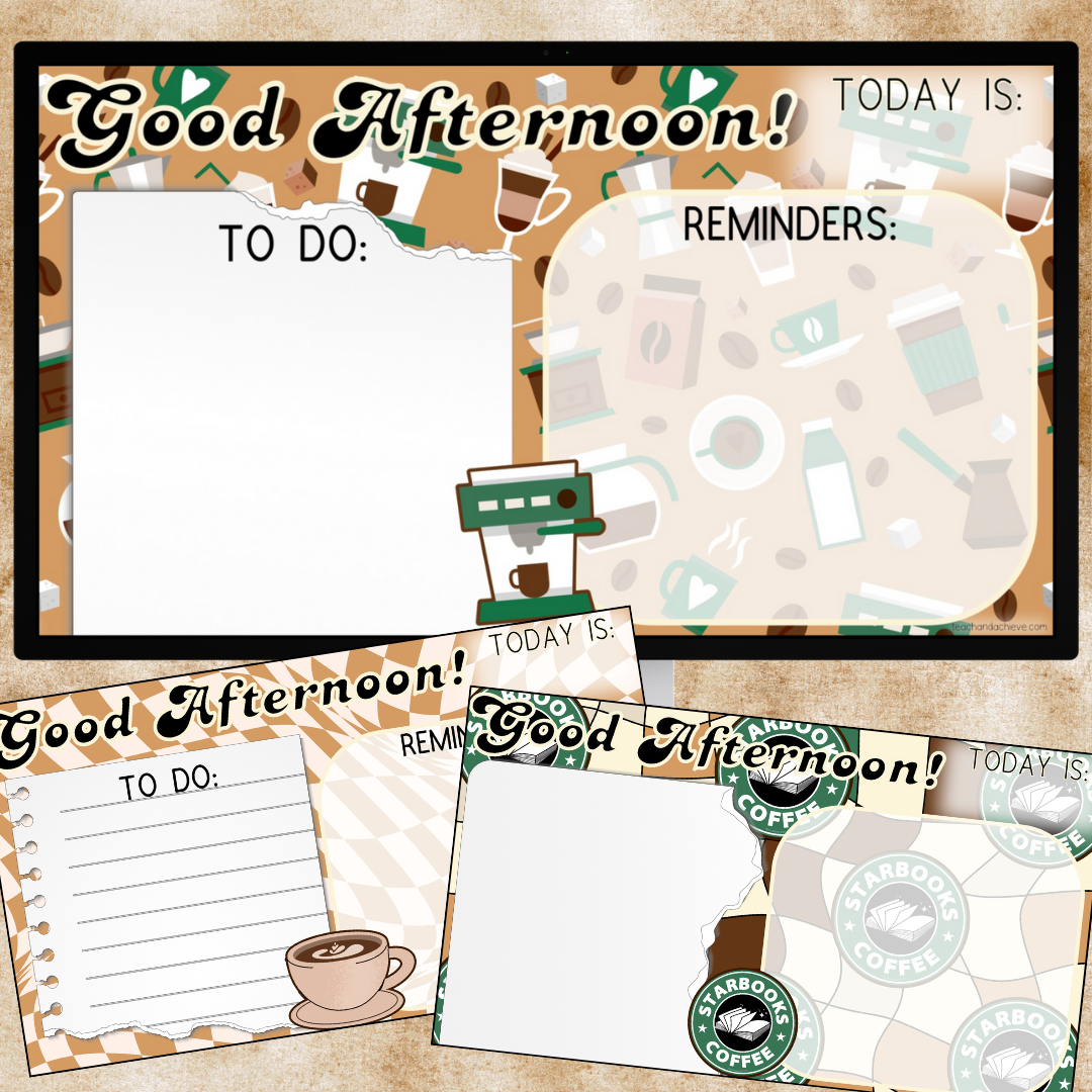 Editable Starbooks Daily Agenda Slides Template | Coffee Classroom Morning Slides
