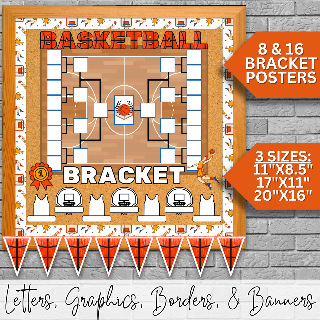 March Madness Book Bracket Bulletin Board Kit Basketball Reading Challenge & Literacy Month Activity