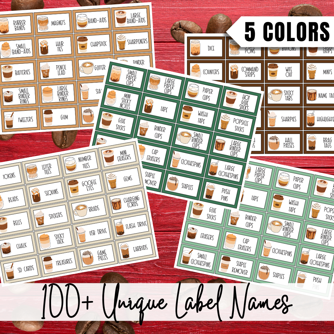 Starbooks Coffee Teacher Toolbox Labels | Editable Drawer Supply Labels