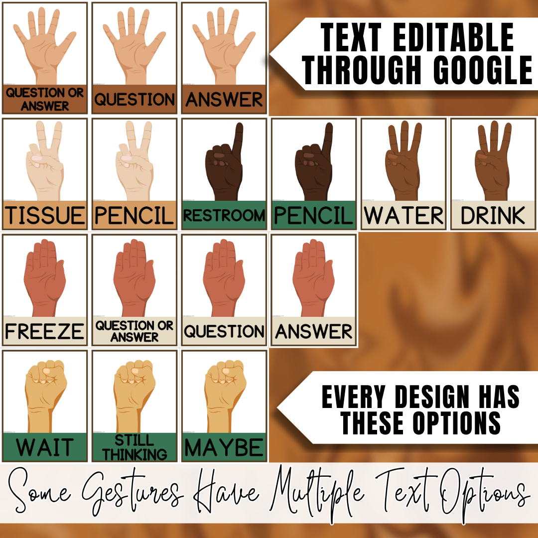 Starbooks Coffee Classroom Hand Signal Posters | Classroom Management Decor