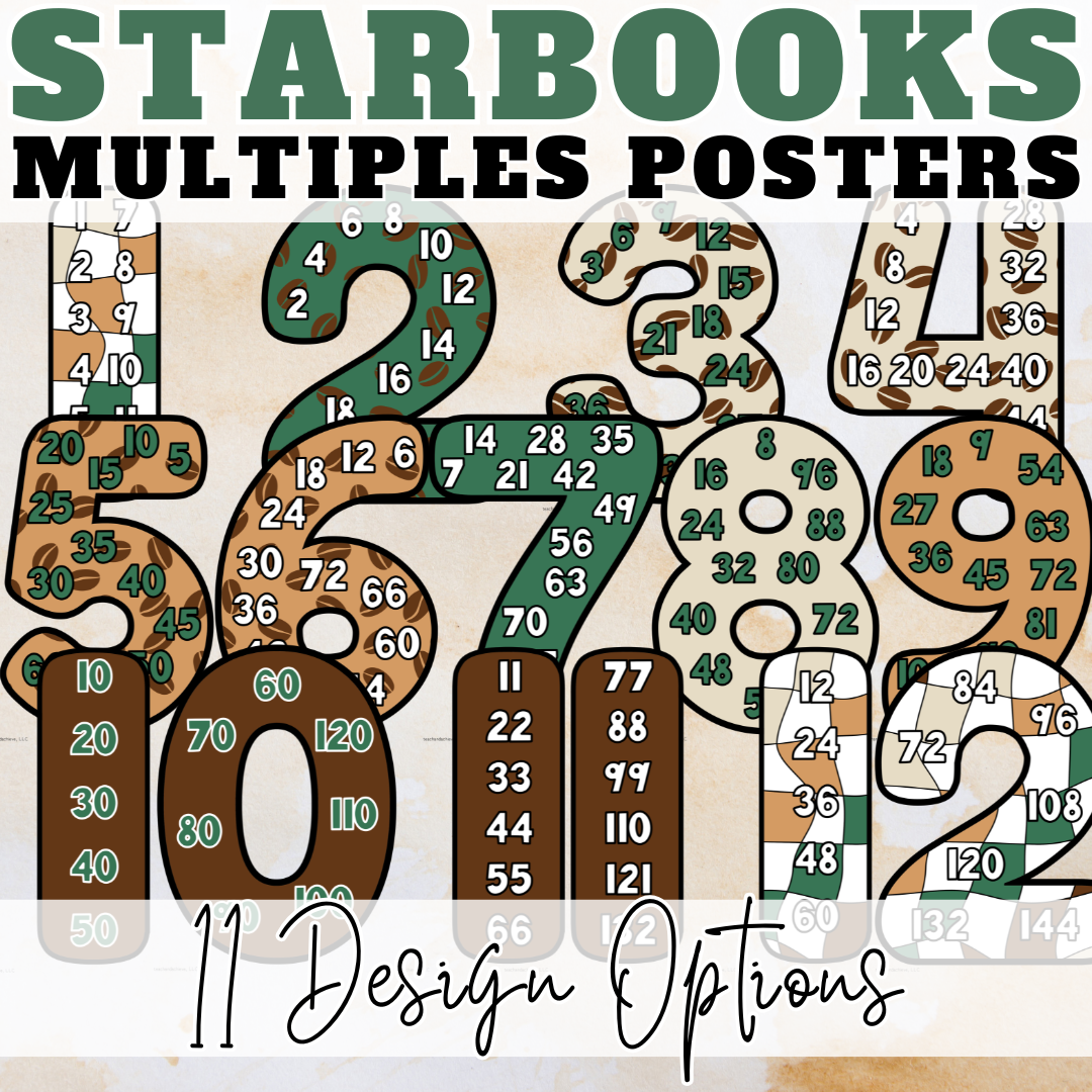 Starbooks Skip Counting Posters | Coffee Classroom Multiples Posters