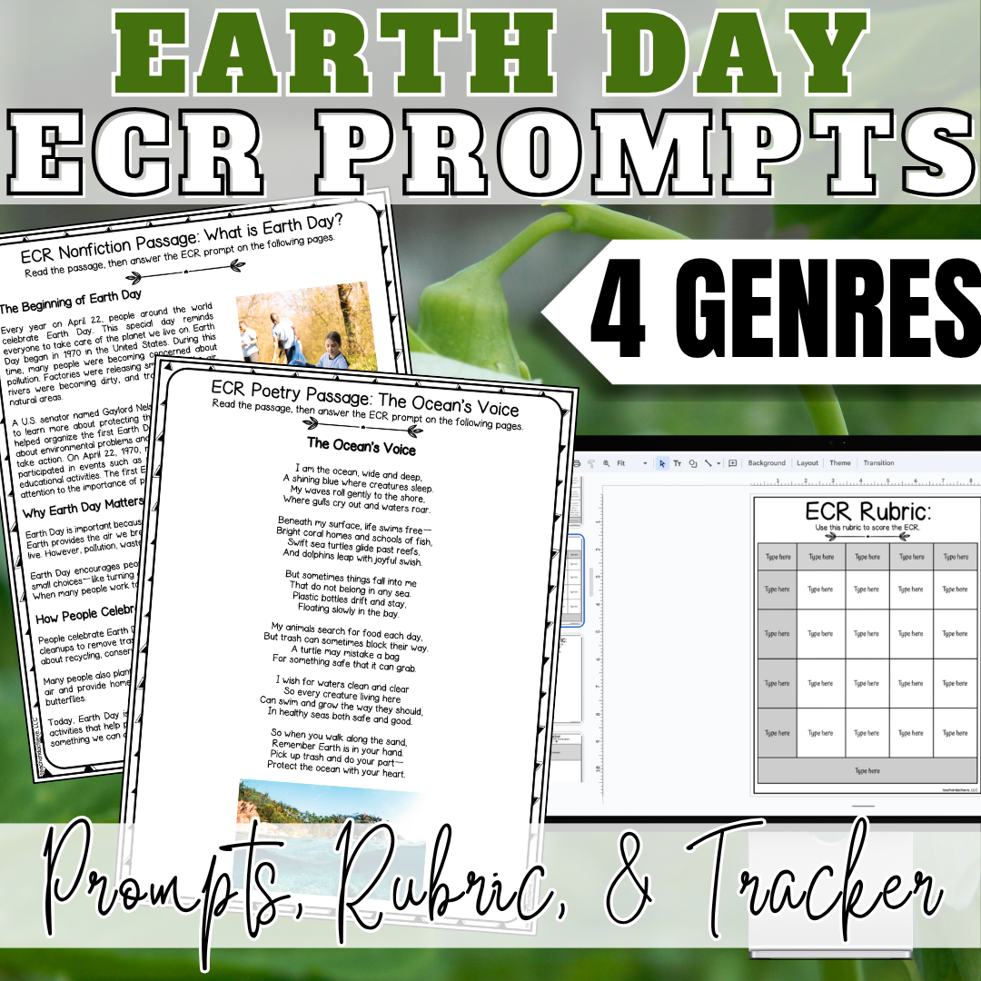 April Earth Day ECR Practice Writing Prompt Passage, Editable Extended Constructed Response Bundle 3rd 4th 5th Grade