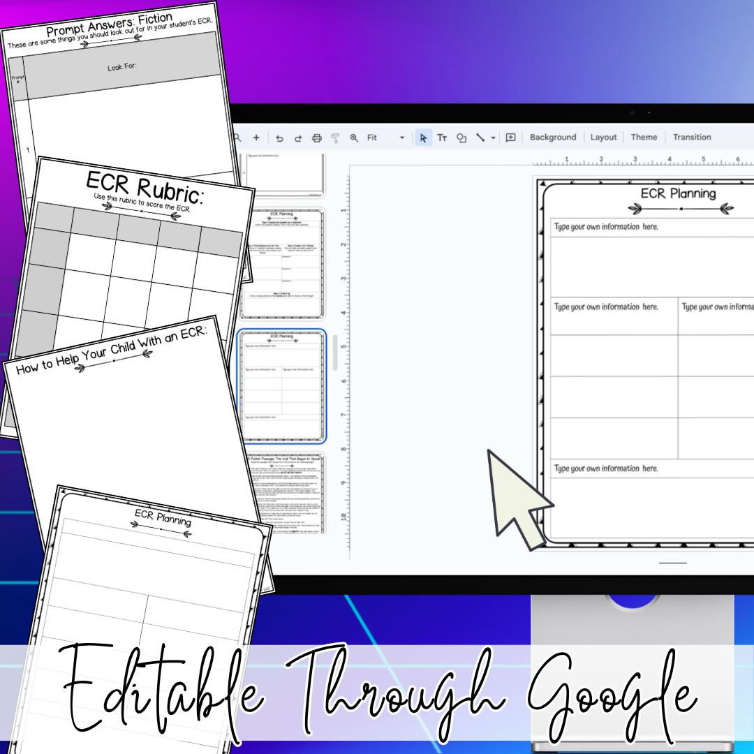 Glow Day ECR Practice Writing Prompt Passage, Editable Extended Constructed Response Bundle 3rd 4th 5th Grade