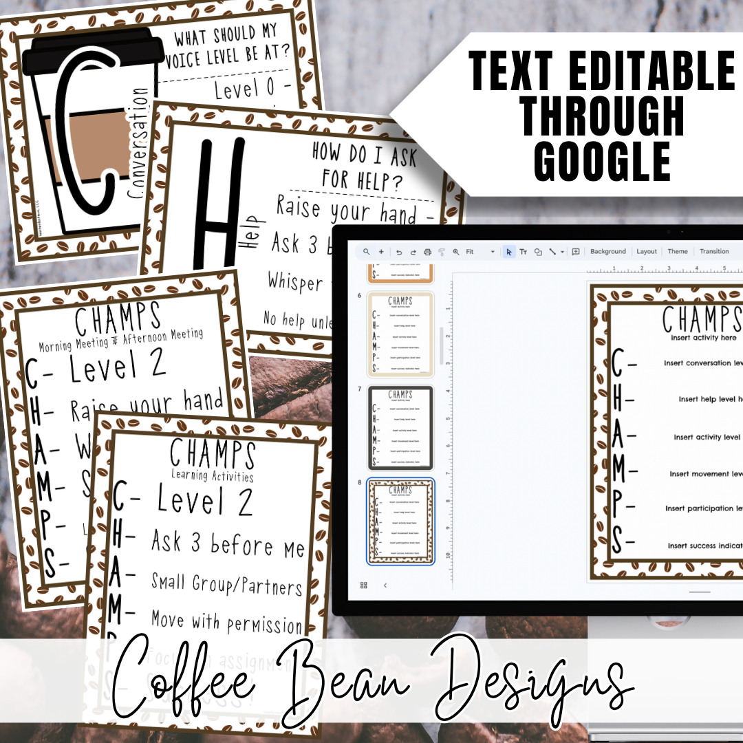 Starbooks Coffee Classroom CHAMPS Posters | Classroom Management Decor