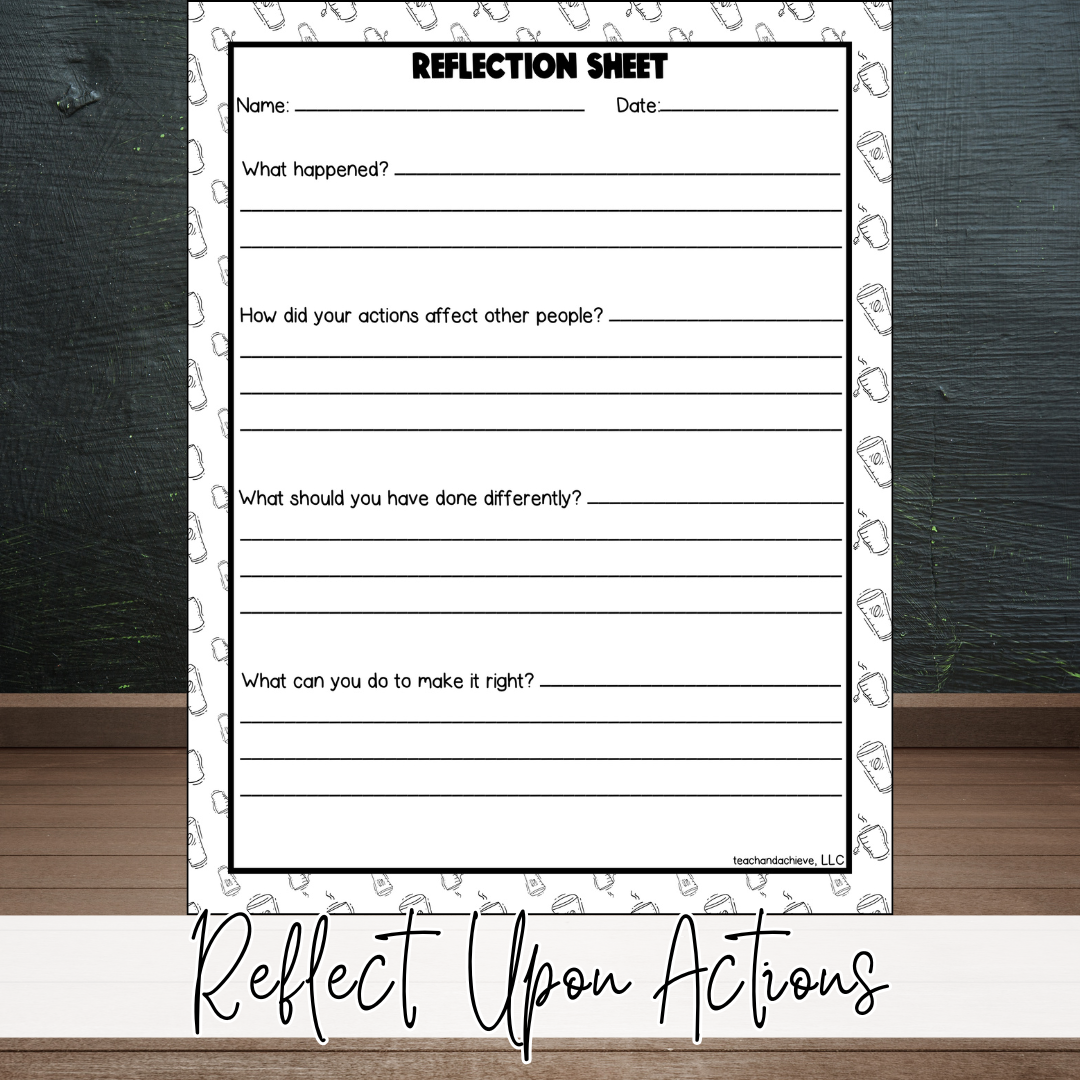 Starbooks Coffee Classroom Theme Behavior Reflection Sheet & Student Think Sheet