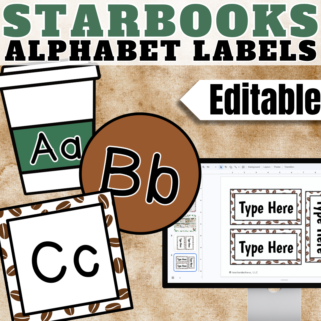 Coffee Theme Word Wall Letters | Starbooks Classroom Decor Alphabet Labels | Printable Bulletin Board Letter Cutouts