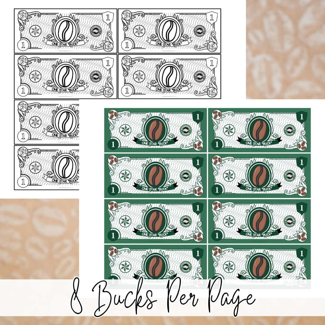 FREE Starbooks Classroom Economy Money System | Coffee Classroom Currency