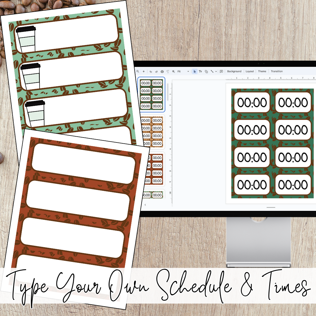 Editable Daily Schedule Cards | Starbooks Coffee Classroom Theme