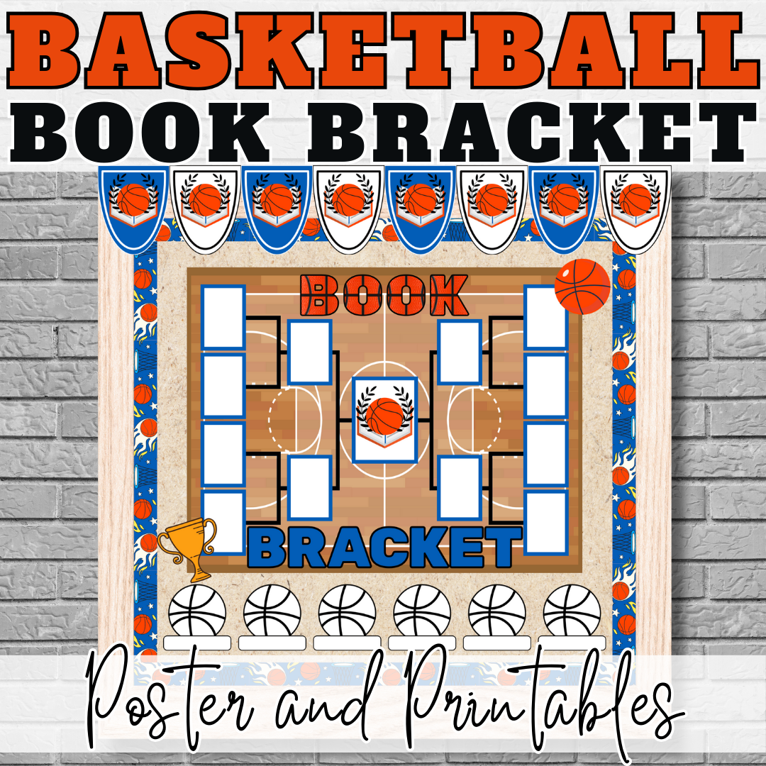 March Basketball Madness Book Bracket Bulletin Board Kit | Basketball Reading Challenge & Literacy Month Classroom Decor