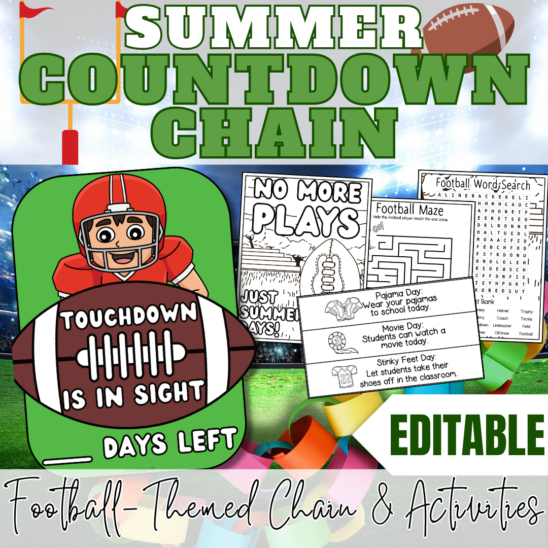 Summer Countdown Chain Activities | End of Year Countdown to Summer | Last Days of School Classroom Countdown | 3rd Grade, 4th Grade, 5th Grade