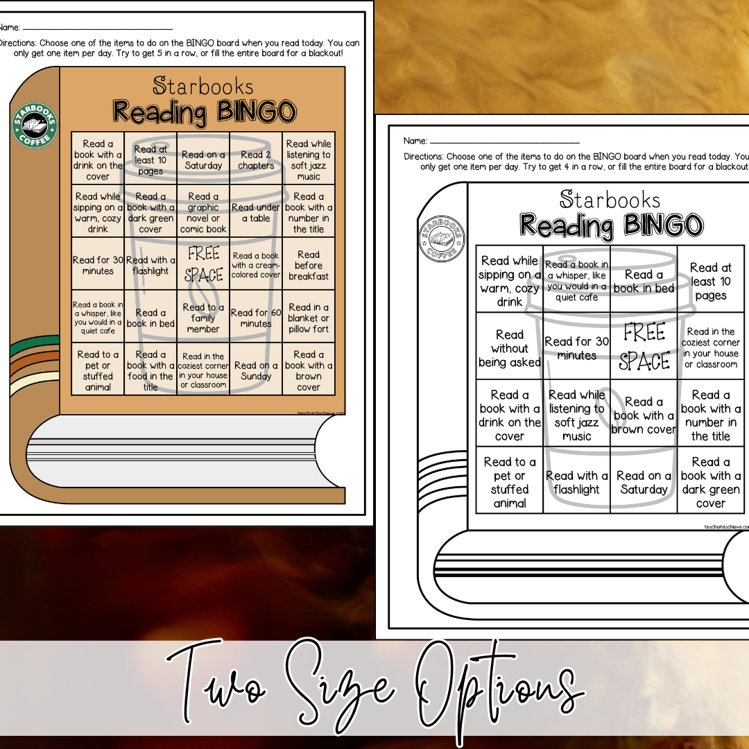 Monthly Reading Log & Reading BINGO Choice Board | Starbooks Reading Challenge
