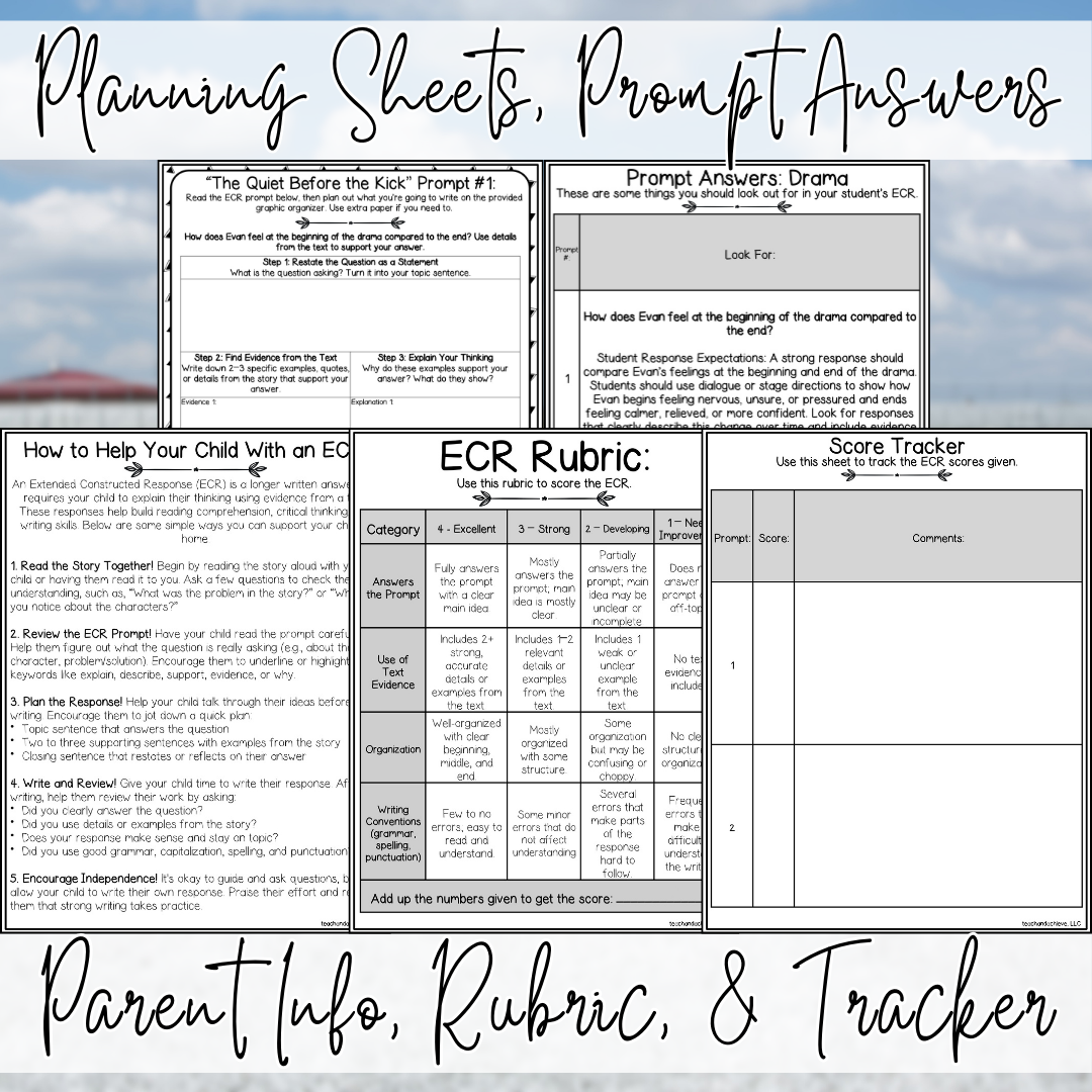 February Super Football ECR Practice Writing Prompt Passage, Editable Drama Extended Constructed Response 3rd 4th 5th Grade