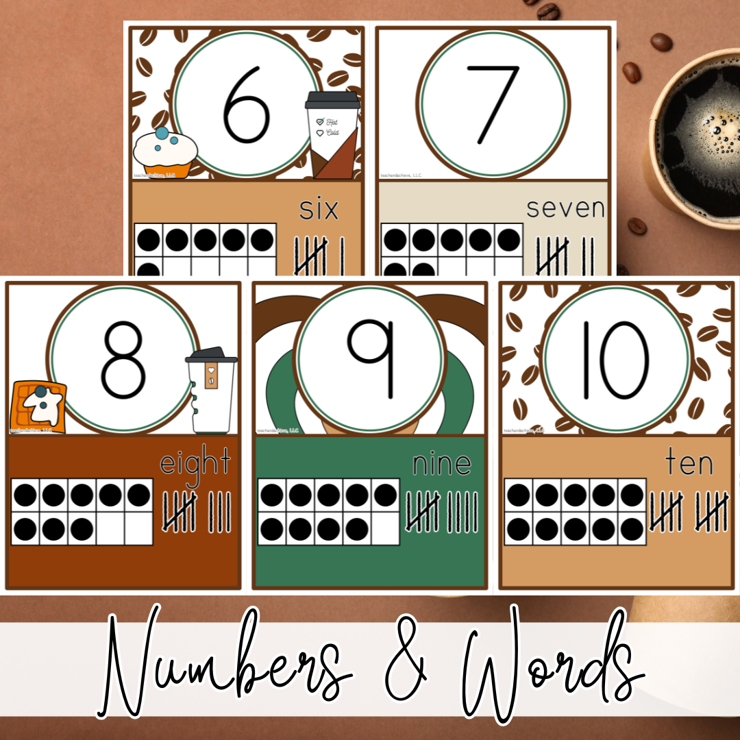 Starbooks Coffee Classroom Number Posters | Number Recognition Posters