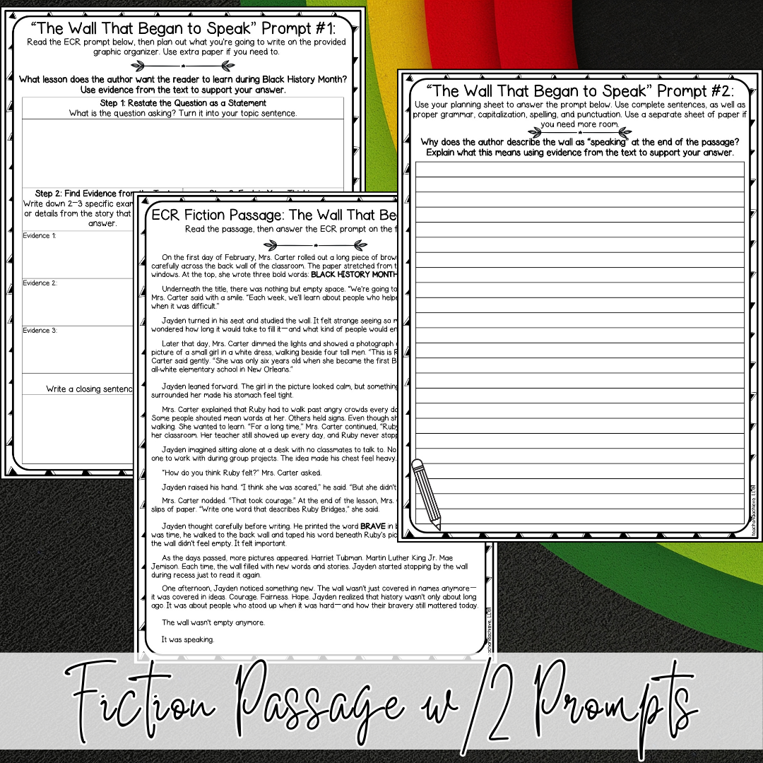 Black History Month Extended Constructed Response (ECR) Fiction Writing Prompts for Upper Elementary