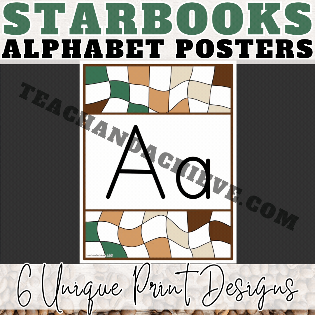 Starbooks Coffee Classroom Alphabet Posters | Coffee Shop Theme Decor