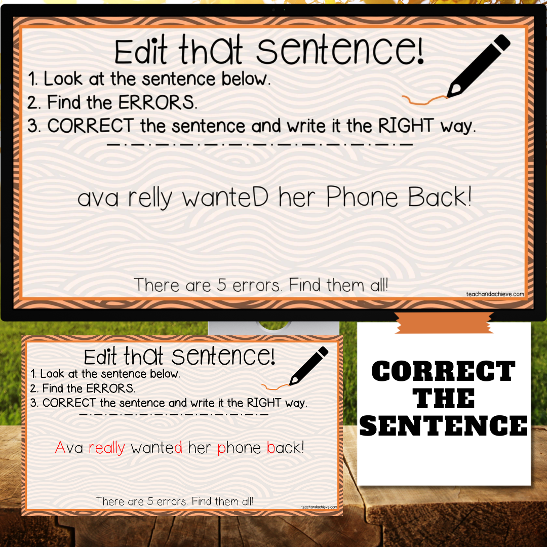 Digital Morning Work Bell Ringers | Daily Sentence Editing & Correcting Practice 3rd 4th 5th