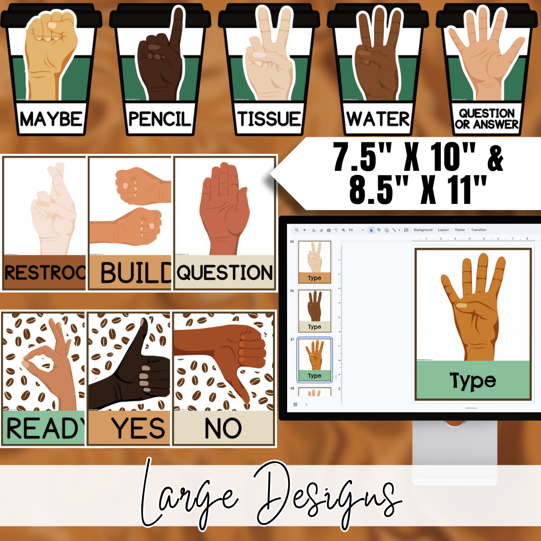Starbooks Coffee Classroom Hand Signal Posters | Classroom Management Decor