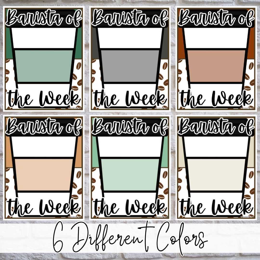 FREE Starbooks Coffee Classroom Student of the Week Display | Barista of the Week