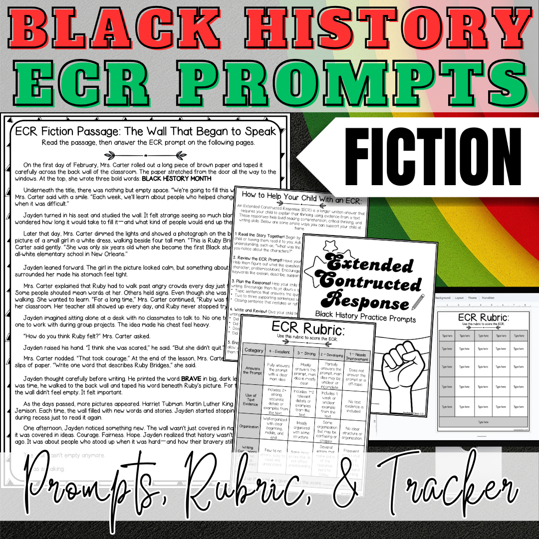 Black History Month Extended Constructed Response (ECR) Fiction Writing Prompts for Upper Elementary