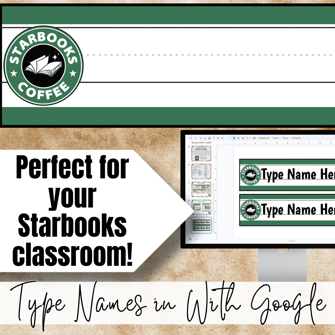 Free Editable Starbooks Coffee Classroom Name Plates and Desk Tags | Starbooks Decor