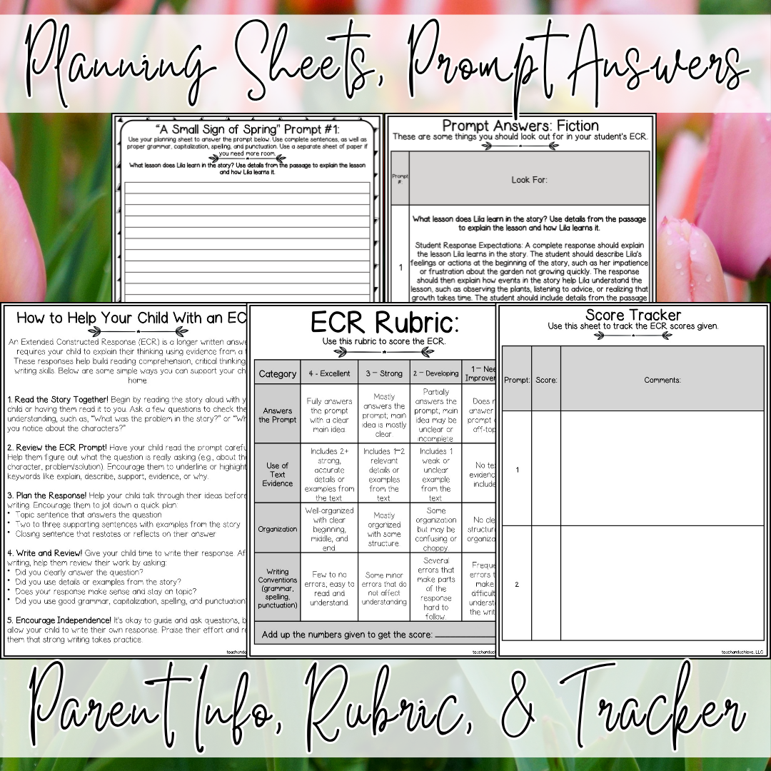 Spring Fiction Reading Passages & Extended Constructed Response (ECR) Practice | 3rd Grade, 4th Grade, 5th Grade (Copy)
