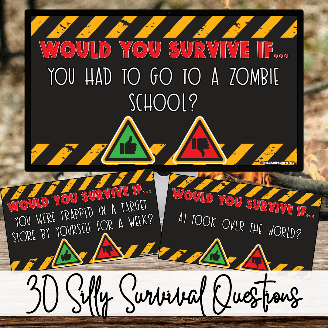 Back to School No-Prep Icebreaker Discussion Game "Would You Survive?" Community Building 3rd 4th 5th