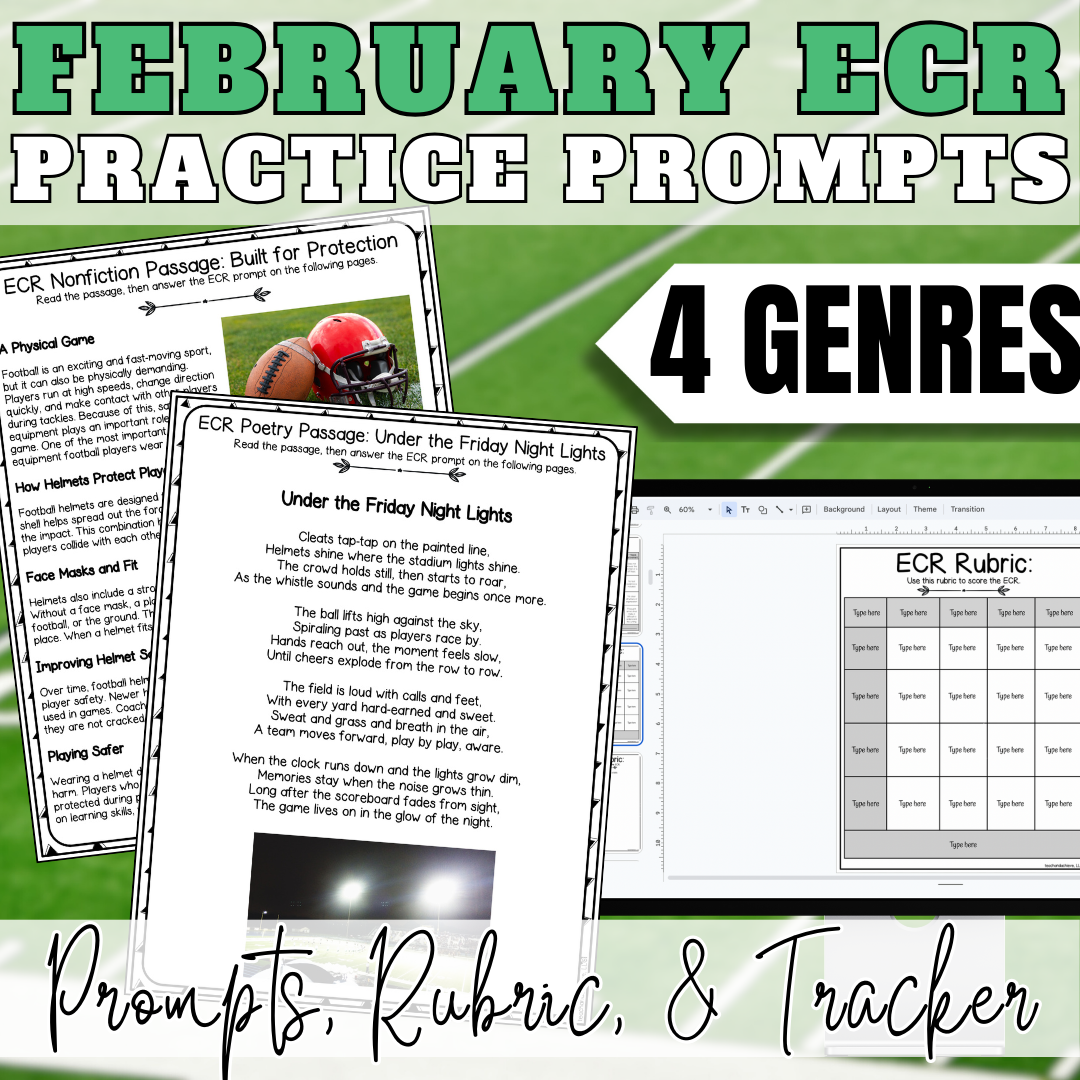 February Super Football ECR Practice Writing Prompt Passage, Editable Extended Constructed Response Bundle 3rd 4th 5th Grade