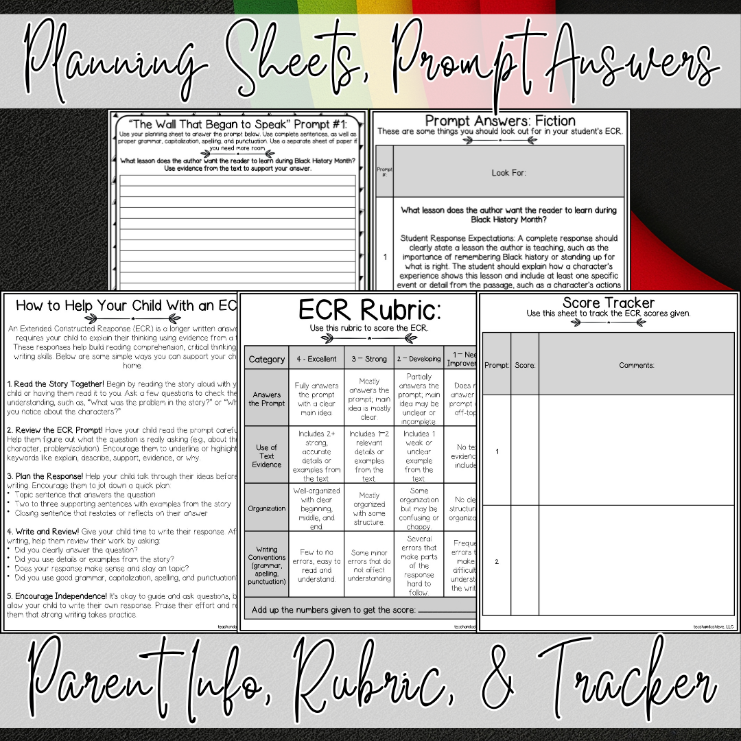 Black History Month Extended Constructed Response (ECR) Fiction Writing Prompts for Upper Elementary