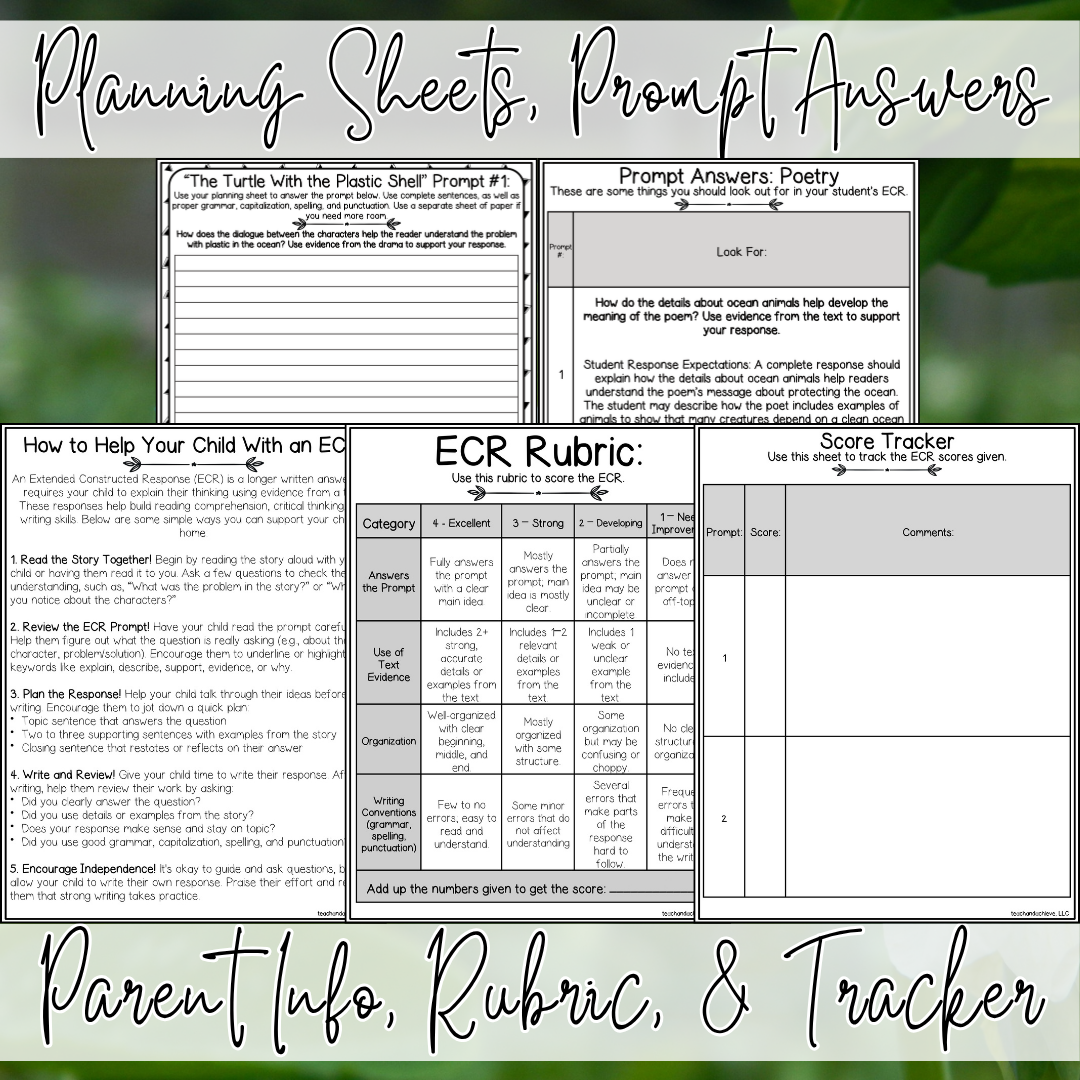 April Earth Day ECR Practice Writing Prompt Passage, Editable Extended Constructed Response Bundle 3rd 4th 5th Grade