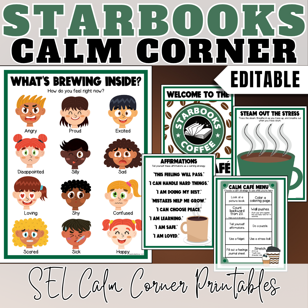 Starbooks Coffee Classroom Calm Down Corner Printables | Calm Corner Decor