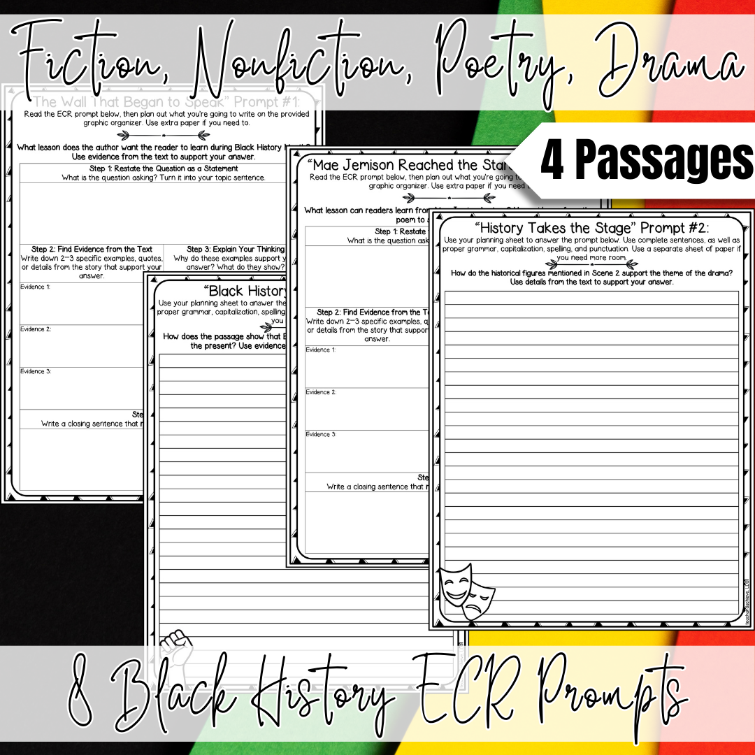 Black History Month Extended Constructed Response (ECR) Writing Prompts for Upper Elementary