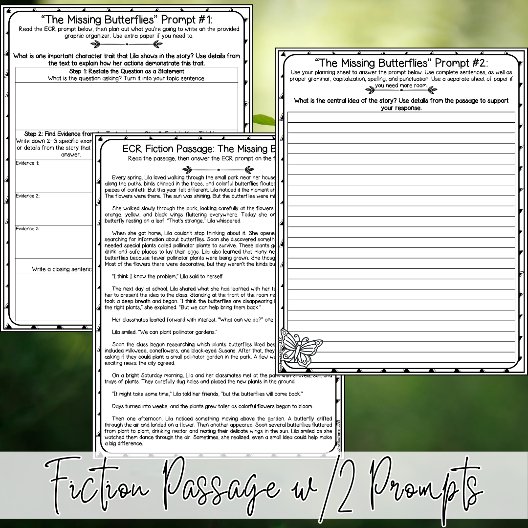 April Earth Day ECR Practice Writing Prompt Passage, Editable Fiction Extended Constructed Response 3rd 4th 5th Grade