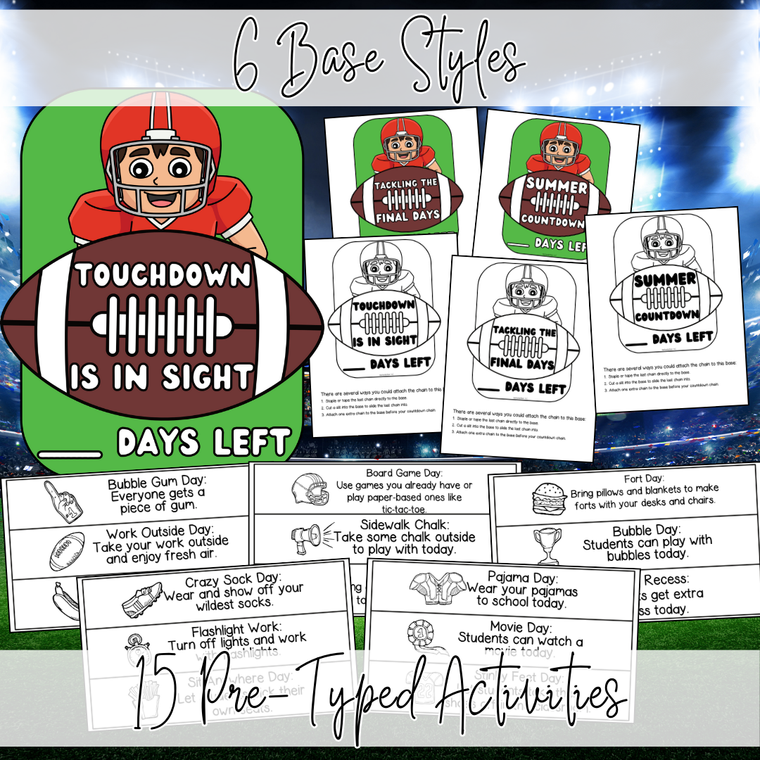 Summer Countdown Chain Activities | End of Year Countdown to Summer | Last Days of School Classroom Countdown | 3rd Grade, 4th Grade, 5th Grade