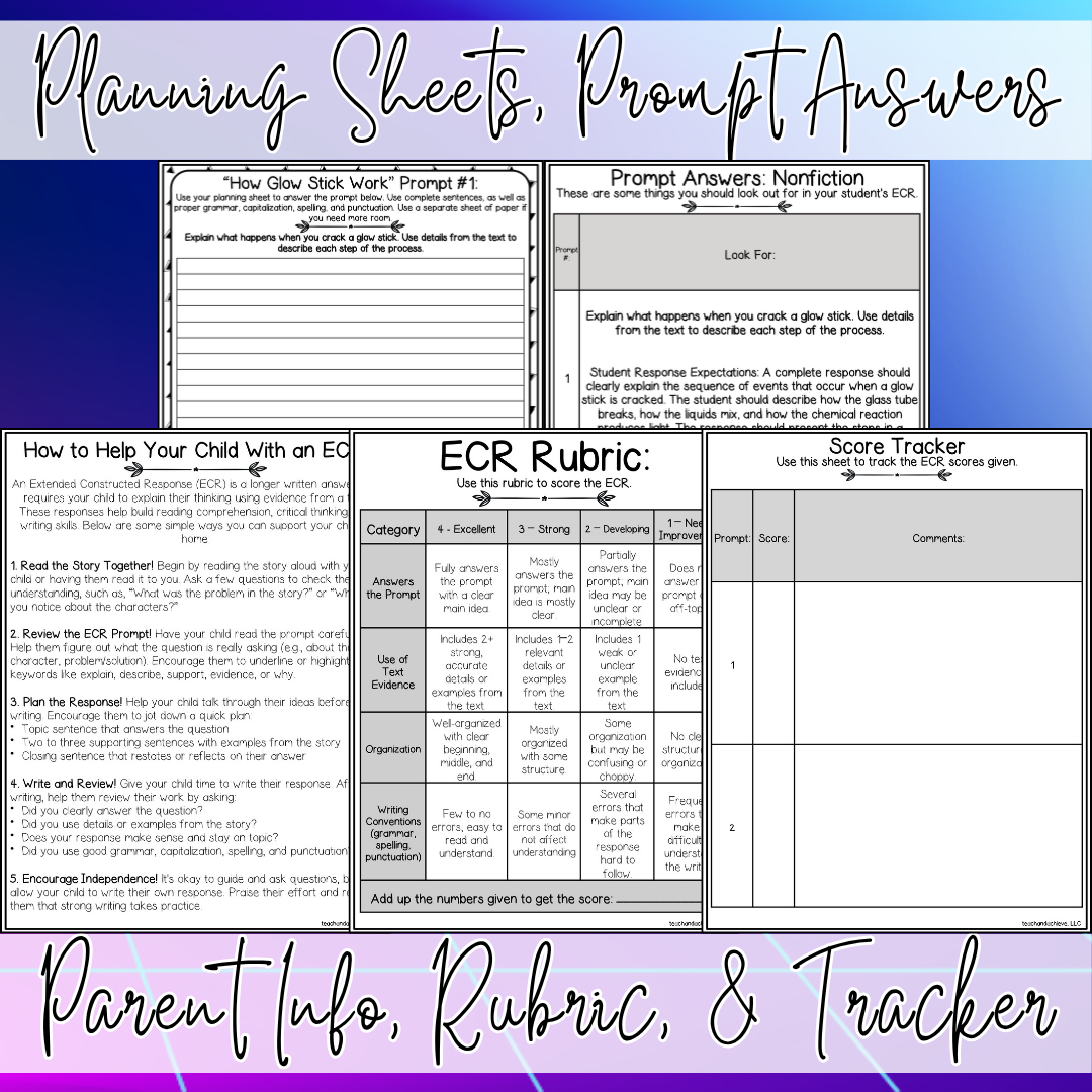 Glow Day ECR Practice Writing Prompt Passage, Editable Nonfiction Extended Constructed Response 3rd 4th 5th Grade