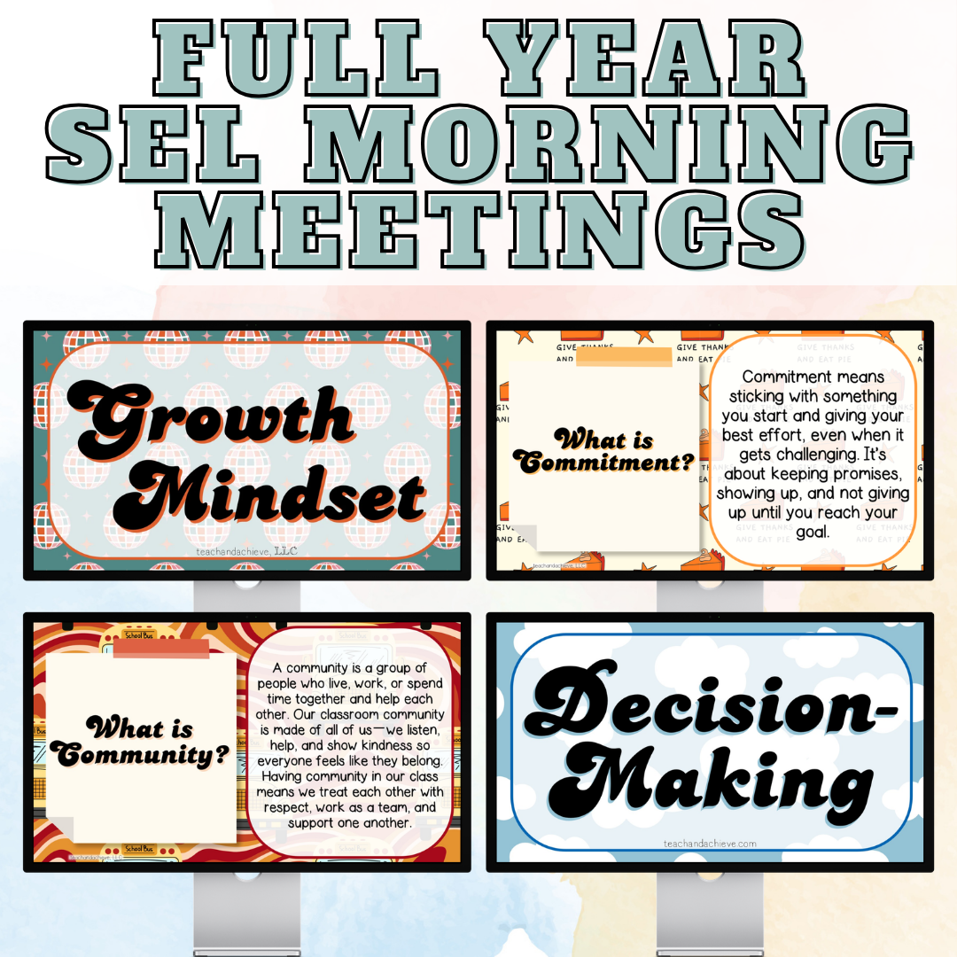 Full Year SEL Morning Meeting Slides Bundle | Daily Social Emotional Learning Activities No-Prep 3rd 4th 5th