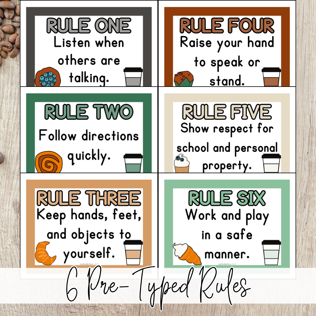 Starbooks Coffee Classroom Rules Posters & Expectations Posters | Coffee Shop Theme Decor